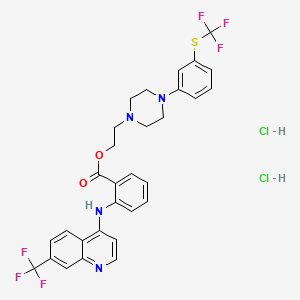 molecular formula C30H28Cl2F6N4O2S B14150070 Piperazineethanol, 4-(3-(trifluoromethylthio)phenyl)-, N-(7-trifluoromethyl-4-quinolyl)anthranilate, dihydrochloride CAS No. 55300-43-1