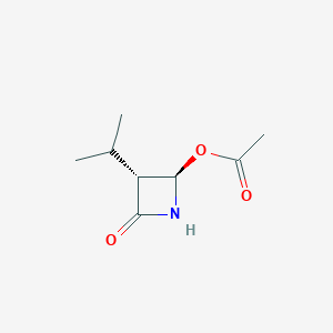 molecular formula C8H13NO3 B141501 [(2R,3R)-4-oxo-3-propan-2-ylazetidin-2-yl] acetate CAS No. 127127-62-2