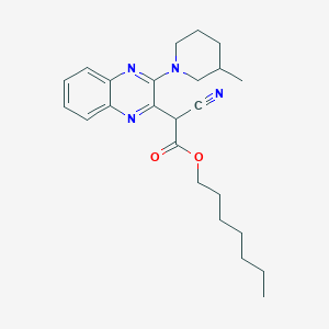 molecular formula C24H32N4O2 B14150103 Heptyl cyano[3-(3-methylpiperidin-1-yl)quinoxalin-2-yl]acetate CAS No. 842972-05-8