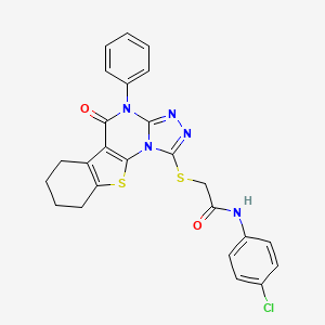 molecular formula C25H20ClN5O2S2 B14150550 N-(4-chlorophenyl)-2-[(5-oxo-4-phenyl-4,5,6,7,8,9-hexahydro[1]benzothieno[3,2-e][1,2,4]triazolo[4,3-a]pyrimidin-1-yl)sulfanyl]acetamide CAS No. 4853-20-7