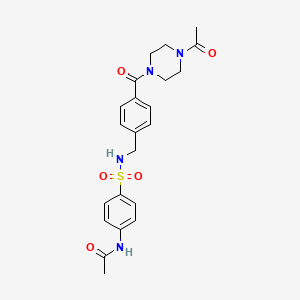 molecular formula C22H26N4O5S B14150743 N-[4-({4-[(4-acetylpiperazin-1-yl)carbonyl]benzyl}sulfamoyl)phenyl]acetamide CAS No. 951989-74-5