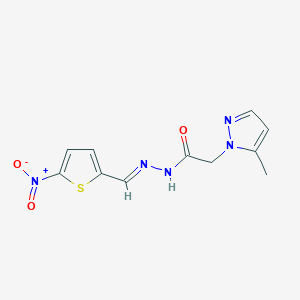 molecular formula C11H11N5O3S B14151430 2-(5-methyl-1H-pyrazol-1-yl)-N'-[(E)-(5-nitrothiophen-2-yl)methylidene]acetohydrazide 