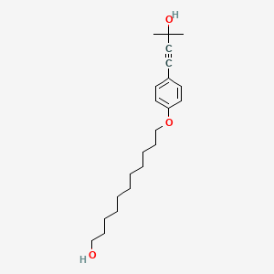 molecular formula C22H34O3 B14151537 11-[4-(3-Hydroxy-3-methylbut-1-yn-1-yl)phenoxy]undecan-1-ol CAS No. 133921-29-6