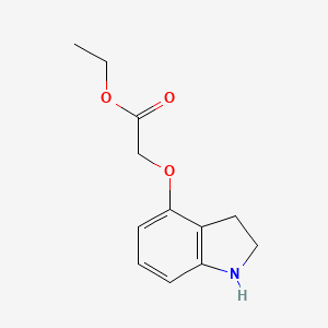 molecular formula C12H15NO3 B1415165 Ethyl 2-(indolin-4-yloxy)acetate CAS No. 947382-57-2