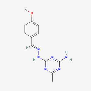 molecular formula C12H14N6O B14151890 4-[(2E)-2-(4-methoxybenzylidene)hydrazinyl]-6-methyl-1,3,5-triazin-2-amine 