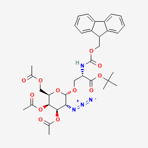 molecular formula C34H40N4O12 B14152494 tert-butyl (2S)-3-[(2S,3R,4R,5R,6R)-4,5-diacetyloxy-6-(acetyloxymethyl)-3-azidooxan-2-yl]oxy-2-(9H-fluoren-9-ylmethoxycarbonylamino)propanoate CAS No. 110797-36-9