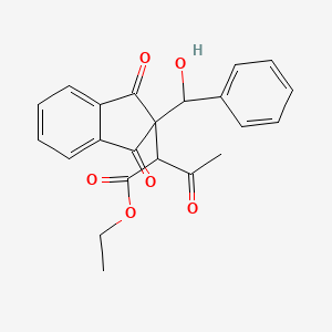 molecular formula C22H20O6 B14152617 ethyl 2-{2-[hydroxy(phenyl)methyl]-1,3-dioxo-2,3-dihydro-1H-inden-2-yl}-3-oxobutanoate CAS No. 5303-85-5