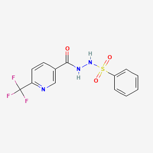molecular formula C13H10F3N3O3S B1415272 N'-{[6-(trifluoromethyl)-3-pyridinyl]carbonyl}benzenesulfonohydrazide CAS No. 1092346-06-9
