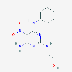 molecular formula C12H20N6O3 B14152747 2-[[4-Amino-6-(cyclohexylamino)-5-nitropyrimidin-2-yl]amino]ethanol CAS No. 672945-41-4