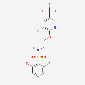 molecular formula C14H10ClF5N2O3S B1415283 N-(2-{[3-chloro-5-(trifluoromethyl)pyridin-2-yl]oxy}ethyl)-2,6-difluorobenzene-1-sulfonamide CAS No. 1092344-14-3