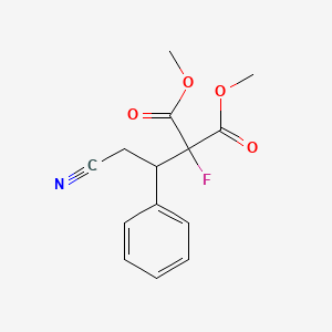 molecular formula C14H14FNO4 B14153066 Dimethyl (2-cyano-1-phenylethyl)(fluoro)propanedioate CAS No. 88942-70-5