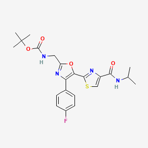 molecular formula C22H25FN4O4S B14153268 N-[[4-(4-fluorophenyl)-5-[4-[oxo-(propan-2-ylamino)methyl]-2-thiazolyl]-2-oxazolyl]methyl]carbamic acid tert-butyl ester CAS No. 914266-02-7