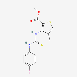 molecular formula C14H13FN2O2S2 B1415338 Methyl 3-({[(4-fluorophenyl)amino]carbonothioyl}amino)-4-methylthiophene-2-carboxylate CAS No. 2197054-51-4