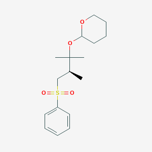 molecular formula C17H26O4S B141535 Tetrahydro-2-[(2R)-1,1,2-trimethyl-3-(phenylsulfonyl)propoxy]-2H-pyran CAS No. 93748-47-1
