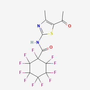 molecular formula C13H7F11N2O2S B14153602 N-(5-acetyl-4-methyl-1,3-thiazol-2-yl)-1,2,2,3,3,4,4,5,5,6,6-undecafluorocyclohexane-1-carboxamide CAS No. 610262-12-9