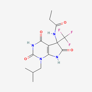 molecular formula C14H17F3N4O4 B14153632 N-[1-(2-methylpropyl)-2,4,6-trioxo-5-(trifluoromethyl)-7H-pyrrolo[2,3-d]pyrimidin-5-yl]propanamide CAS No. 503559-05-5