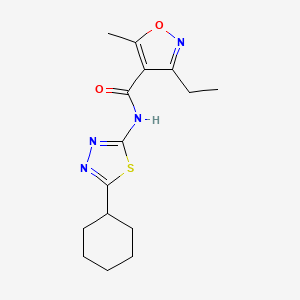 molecular formula C15H20N4O2S B14153723 N-(5-cyclohexyl-1,3,4-thiadiazol-2-yl)-3-ethyl-5-methyl-1,2-oxazole-4-carboxamide CAS No. 438221-94-4