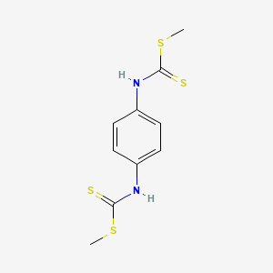 molecular formula C10H12N2S4 B14154015 p-Benzenedicarbamic acid, tetrathio-, dimethyl ester CAS No. 19972-69-1