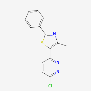 molecular formula C14H10ClN3S B1415420 3-Chloro-6-(4-methyl-2-phenyl-1,3-thiazol-5-yl)pyridazine CAS No. 1105195-31-0