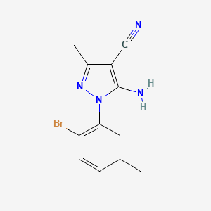 molecular formula C12H11BrN4 B1415457 5-Amino-1-(2-bromo-5-methylphenyl)-3-methyl-1H-pyrazole-4-carbonitrile CAS No. 2197053-91-9