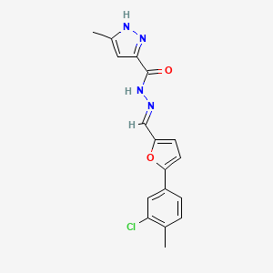 molecular formula C17H15ClN4O2 B14154570 N-[[5-(3-chloro-4-methyl-phenyl)-2-furyl]methyleneamino]-5-methyl-1H-pyrazole-3-carboxamide 