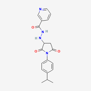 molecular formula C19H20N4O3 B14154600 N'-[2,5-dioxo-1-(4-propan-2-ylphenyl)pyrrolidin-3-yl]pyridine-3-carbohydrazide CAS No. 956779-28-5