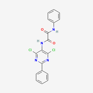 molecular formula C18H12Cl2N4O2 B14154727 Ethanediamide, N-(4,6-dichloro-2-phenyl-5-pyrimidinyl)-N'-phenyl- CAS No. 59808-66-1