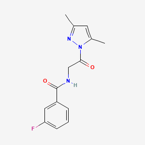 molecular formula C14H14FN3O2 B14154781 N-[2-(3,5-dimethylpyrazol-1-yl)-2-oxoethyl]-3-fluorobenzamide CAS No. 312314-52-6