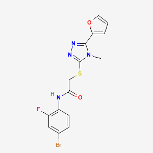 molecular formula C15H12BrFN4O2S B14154786 N-(4-bromo-2-fluorophenyl)-2-{[5-(furan-2-yl)-4-methyl-4H-1,2,4-triazol-3-yl]sulfanyl}acetamide CAS No. 5555-66-8