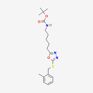 molecular formula C20H29N3O3S B14154848 tert-butyl N-[5-[5-[(2-methylphenyl)methylsulfanyl]-1,3,4-oxadiazol-2-yl]pentyl]carbamate CAS No. 577997-02-5
