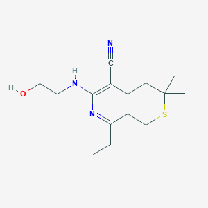 molecular formula C15H21N3OS B14154945 8-Ethyl-6-(2-hydroxyethylamino)-3,3-dimethyl-1,4-dihydrothiopyrano[3,4-c]pyridine-5-carbonitrile CAS No. 372180-90-0