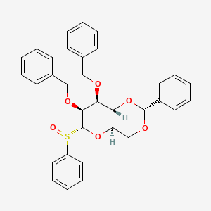 molecular formula C33H32O6S B14154989 (2R,4aR,6R,7S,8S,8aR)-6-(benzenesulfinyl)-2-phenyl-7,8-bis(phenylmethoxy)-4,4a,6,7,8,8a-hexahydropyrano[3,2-d][1,3]dioxine CAS No. 188357-35-9