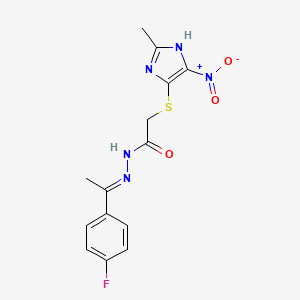 molecular formula C14H14FN5O3S B14155131 N-[1-(4-fluorophenyl)ethylideneamino]-2-[(2-methyl-5-nitro-1H-imidazol-4-yl)sulfanyl]acetamide 