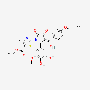 molecular formula C31H34N2O9S B14155592 Ethyl 2-(3-(4-butoxybenzoyl)-4-hydroxy-5-oxo-2-(3,4,5-trimethoxyphenyl)-2,5-dihydro-1H-pyrrol-1-yl)-4-methylthiazole-5-carboxylate CAS No. 609793-22-8