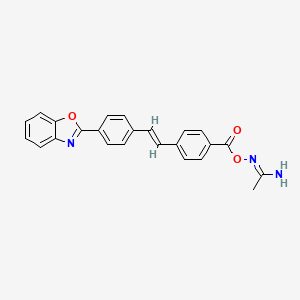 molecular formula C24H19N3O3 B14156420 Benzoic acid, 4-(2-(4-(2-benzoxazolyl)phenyl)ethenyl)-, (1-iminoethyl)azanyl ester CAS No. 68957-66-4