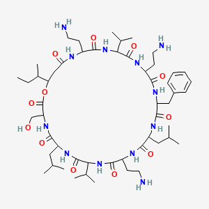 molecular formula C53H90N12O12 B14156473 cyclo[DL-Dab-DL-Phe-DL-Leu-DL-Dab-DL-Val-DL-Leu-DL-Ser-ObAla(3-sBu)-DL-Dab-DL-Val] CAS No. 94593-78-9