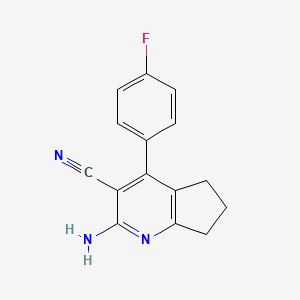 molecular formula C15H12FN3 B14156685 2-amino-4-(4-fluorophenyl)-6,7-dihydro-5H-cyclopenta[b]pyridine-3-carbonitrile CAS No. 327098-36-2