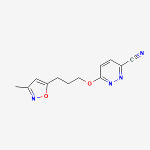 molecular formula C12H12N4O2 B1415685 6-[3-(3-甲基异恶唑-5-基)丙氧基]吡啶嗪-3-甲腈 CAS No. 1105194-35-1