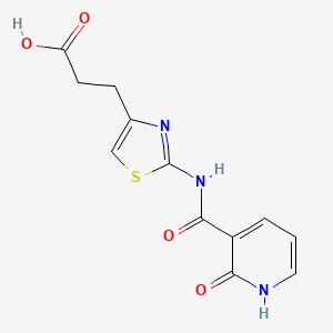 molecular formula C12H11N3O4S B1415690 3-(2-{[(2-Oxo-1,2-dihydropyridin-3-yl)carbonyl]amino}-1,3-thiazol-4-yl)propanoic acid CAS No. 1105192-05-9