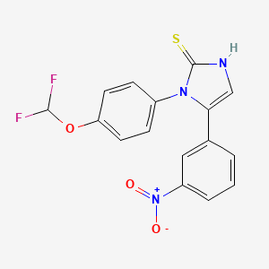 molecular formula C16H11F2N3O3S B1415697 1-[4-(difluoromethoxy)phenyl]-5-(3-nitrophenyl)-1H-imidazole-2-thiol CAS No. 1105189-30-7