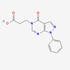 molecular formula C14H12N4O3 B1415698 3-(4-oxo-1-phenyl-1,4-dihydro-5H-pyrazolo[3,4-d]pyrimidin-5-yl)propanoic acid CAS No. 1105196-64-2