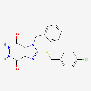 molecular formula C19H15ClN4O2S B14157048 1-Benzyl-2-[(4-chlorobenzyl)sulfanyl]-5,6-dihydro-1h-imidazo[4,5-d]pyridazine-4,7-dione CAS No. 3438-62-8