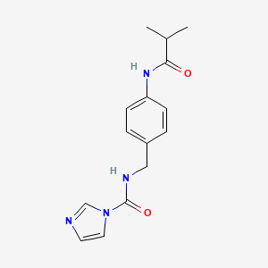 molecular formula C15H18N4O2 B1415708 N-{[4-(2-methylpropanamido)phenyl]methyl}-1H-imidazole-1-carboxamide CAS No. 1087784-48-2