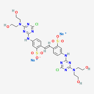 molecular formula C28H30Cl2N10Na2O10S2 B14157141 Benzenesulfonic acid, 2,2'-(1,2-ethenediyl)bis(5-((4-(bis(2-hydroxyethyl)amino)-6-chloro-1,3,5-triazin-2-yl)amino)-, disodium salt CAS No. 4028-32-4