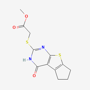 molecular formula C12H12N2O3S2 B14157425 methyl [(4-oxo-3,5,6,7-tetrahydro-4H-cyclopenta[4,5]thieno[2,3-d]pyrimidin-2-yl)sulfanyl]acetate CAS No. 370070-83-0