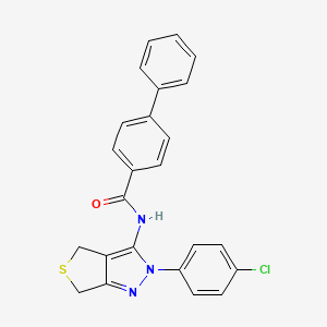 molecular formula C24H18ClN3OS B14157427 N-[2-(4-chlorophenyl)-4,6-dihydrothieno[3,4-c]pyrazol-3-yl]-4-phenylbenzamide CAS No. 6218-68-4