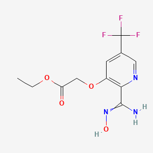 molecular formula C11H12F3N3O4 B1415747 Ethyl {[2-[amino(hydroxyimino)methyl]-5-(trifluoromethyl)pyridin-3-yl]oxy}acetate CAS No. 1993797-83-3