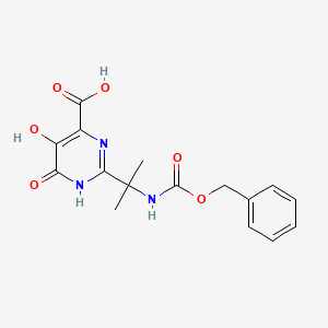 molecular formula C16H17N3O6 B1415766 2-(1-{[(Benzyloxy)carbonyl]amino}-1-methylethyl)-5,6-dihydroxypyrimidine-4-carboxylic acid CAS No. 1706436-60-3