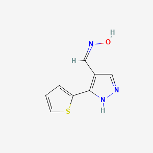 molecular formula C8H7N3OS B1415767 N-{[5-(thiophen-2-yl)-1H-pyrazol-4-yl]methylidene}hydroxylamine CAS No. 1934237-32-7