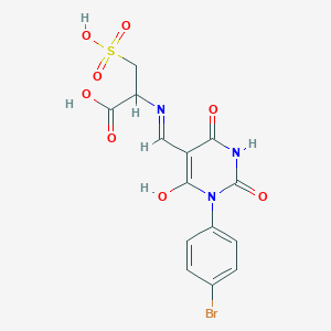 molecular formula C14H12BrN3O8S B14157699 N-{(E)-[1-(4-bromophenyl)-4-hydroxy-2,6-dioxo-1,6-dihydropyrimidin-5(2H)-ylidene]methyl}-3-sulfoalanine CAS No. 1044733-86-9